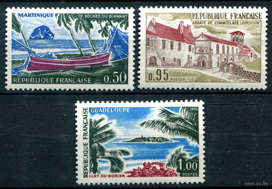Франция - 1970г. - ландшафты, архитектура, туризм - 3 марки - полная серия, MH [Mi 1715-1717]. #2-Fr-45-A-1