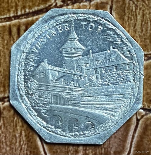Германия Нюрнберг нотгельд 20 пфеннигов 1919 год. Вестнерские ворота. трамвайный жетон