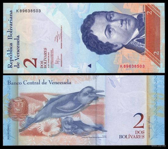 Венесуэла 2 боливара образца 2012 года UNC p88e