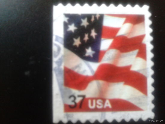 США 2002 стандарт, флаг (обрез марки в разную сторону)