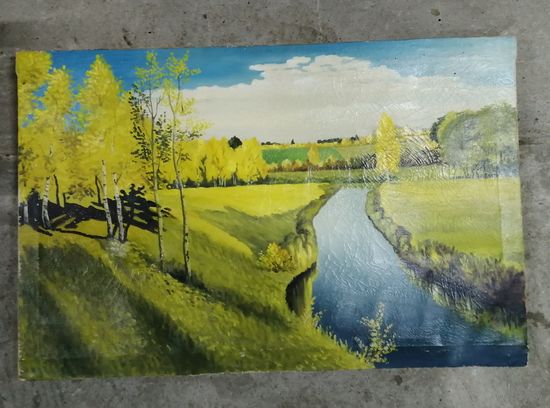 Картина холст на подрамнике, масло.  "Золотая осень" .