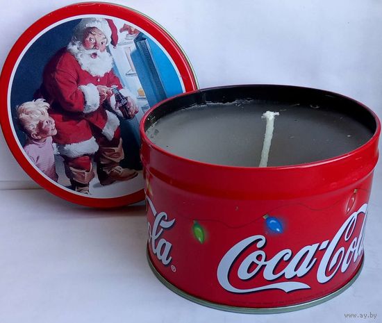 Баночка Coca-Cola металлическая со свечой Рождество/Новый Год!