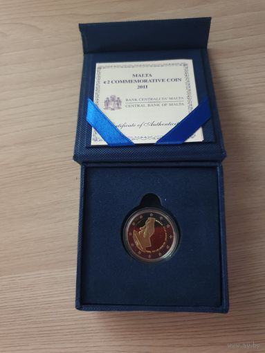 Мальта 2 евро 2011 юбилейная  Конституция Мальты - Первые выборы представителей в 1849 году PROOF