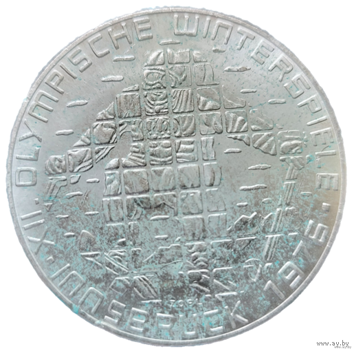 100 шиллингов 1975 Серебро 24 грамм 640 пробы 0,494 унции! Австрия XII зимние Олимпийские Игры, Инсбрук 1976 - Лыжник! ВОЗМОЖЕН ОБМЕН!
