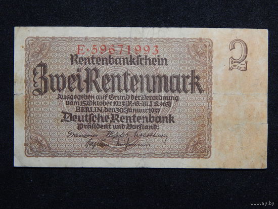 Германия 2 рентенмарки 1937г.