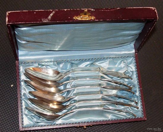 РЕДКОСТЬ СТАРИНА!Набор 6 Ложек чайных Серебро .форма ложек17-18 века(13 лототовая. проба) 98,6гр