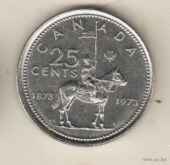 Канада 25 цент 1973 100 лет конной полиции Канады