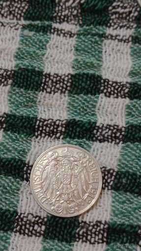 Германия 25 пфеннигов 1912 А