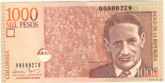 Колумбия 1000 песо 2016
