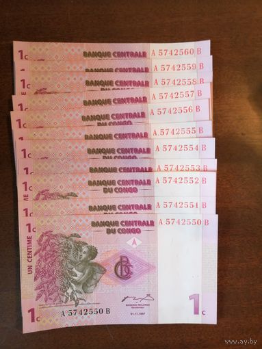 Конго (ДР) 1 сантим, 1997 г., Р:80