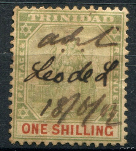 Британские колонии - Тринидад - 1896/1900г. - Британия, 1 Sh - 1 марка - гашёная [Mi 43]. #4-B5-124-A-1