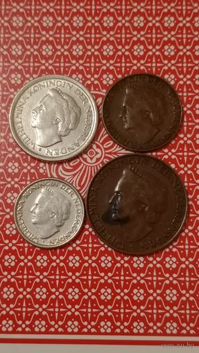 Нидерланды 1,5,10,25 центов лот 1948 года