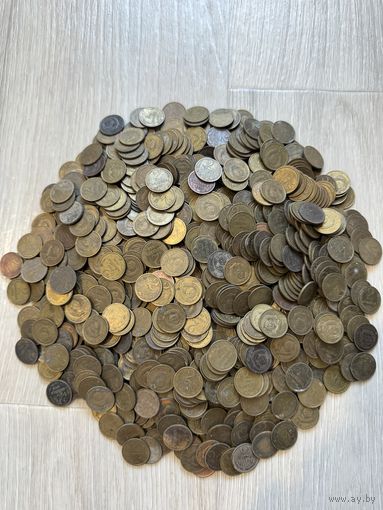 2 копейки 1961-91. Лот 2,17 кг (около 1080 штук)