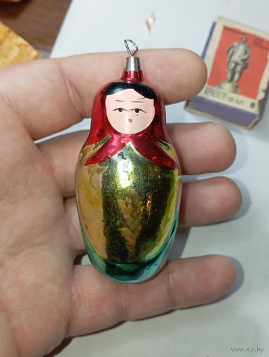 Игрушка на ёлку , Матрёшка  , винтаж , стекло , СССР . С 10 рублей
