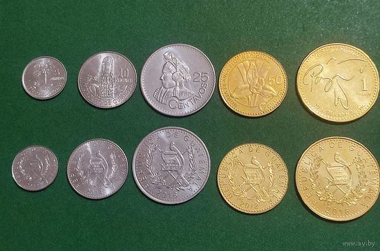 Гватемала Набор 5 монет 2012 - 2016 UNC