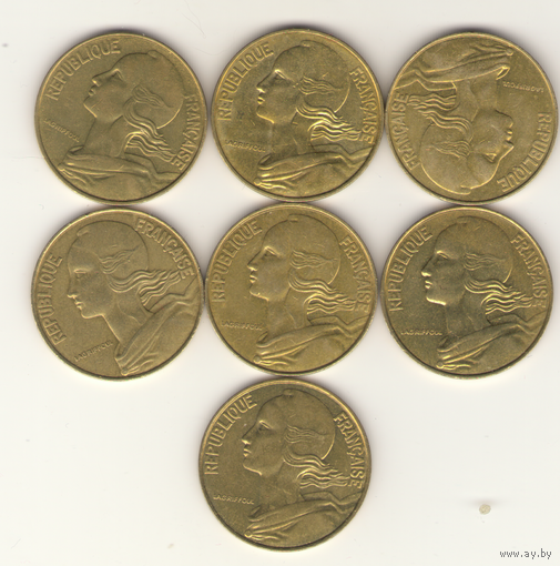 20 сантимов 1989, 1991, 1996 г.