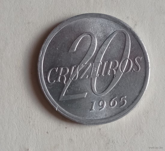 Бразилия 20 крузейрос 1965 год карта Бразилии