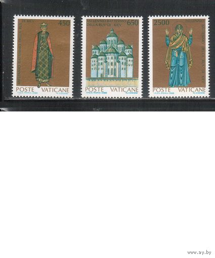 Ватикан-1988,(Мих.946-948) **   , 1000-летие христианства в Киеве, Иконы(полная серия)