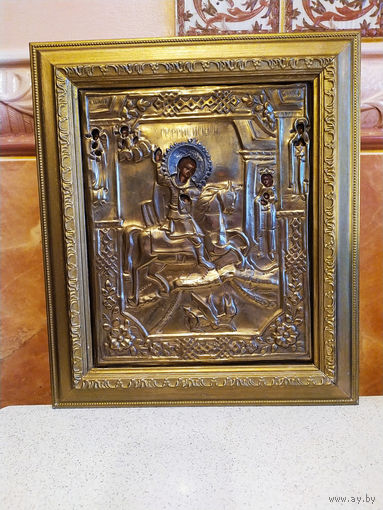 Икона в окладе Чудо Георгия 19 век.