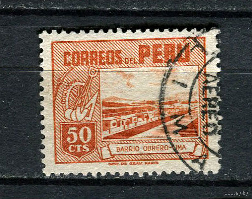 Перу - 1949/1951 - Архитектура 50С - [Mi.473] - 1 марка. Гашеная.  (Лот 43CA)