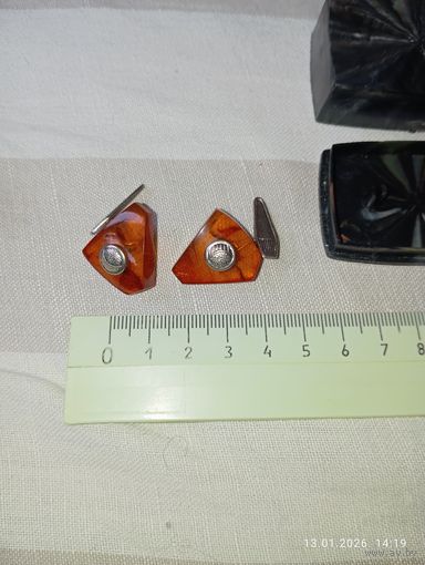 Запонки янтарь СССР винтаж