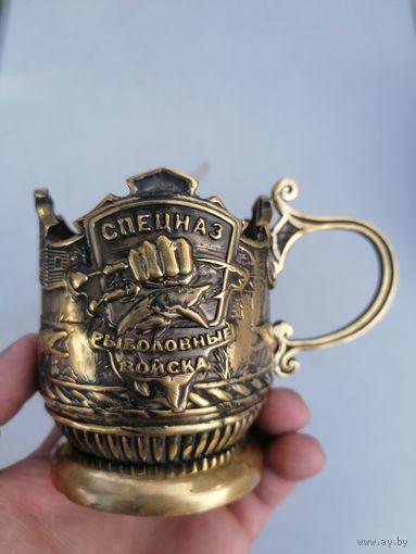 Подстаканник, бронза, Литье, Рыболовный спецназ,подарок рыбалку