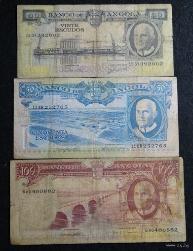 Ангола 20, 50, 100 эскудо 1962 Pic#92-94