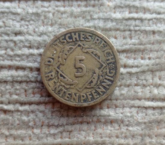 Werty71 Германия 5 рентенпфеннигов 1924 А пфеннигов Веймар