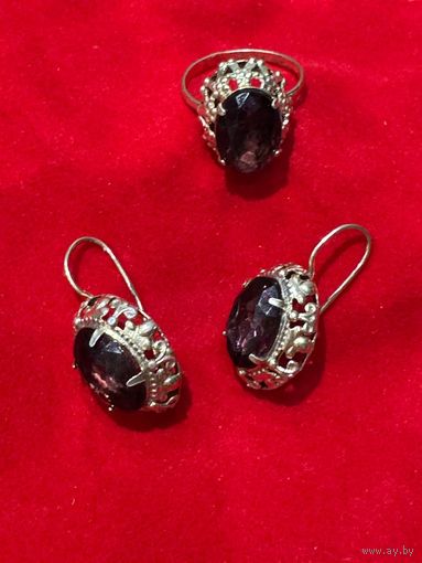 Советский серебряный гарнитур с позолотой. 875пр. 10гр