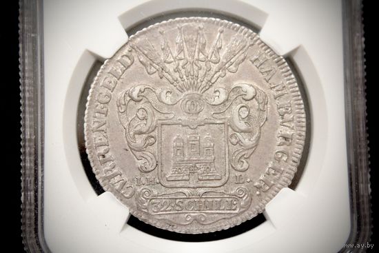 2/3 талера 1758 г. Вольный город Гамбург (Германия). NGC AU55
