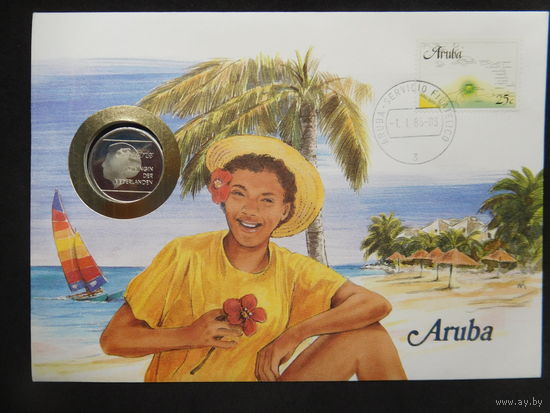Аруба 1 флорин 1988 г конверт первого дня КПД