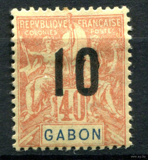 Французские колонии - Габон - 1912г. - аллегория, надпечатка 10 на 40 с - 1 марка - MH [Mi 78]. #4-W1-129-A-1