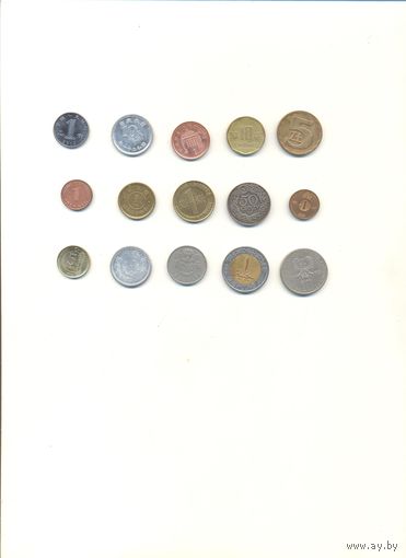 Монеты мира 15 шт.