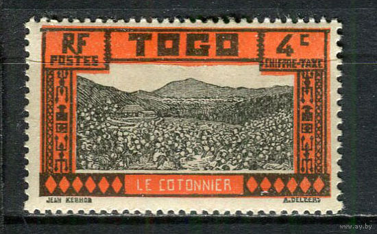 Французские колонии - Того - 1925 - Хлопок 4C. Portomarken - [Mi.10p] - 1 марка. MH.  (Лот 42Jw)-T9P1