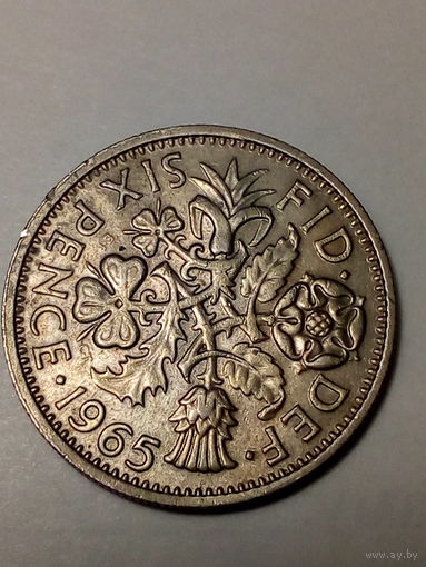 6 пенсов Великобритания 1965 год