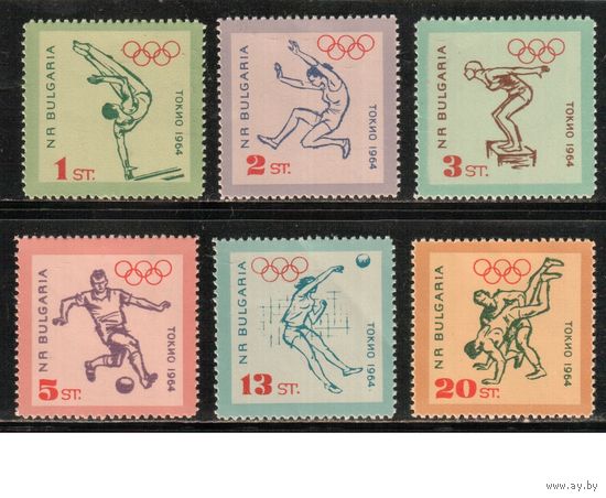 Болгария-1964, (Мих.1488-1493),  **  ,   Спорт, Летняя ОИ-1964(полная серия)