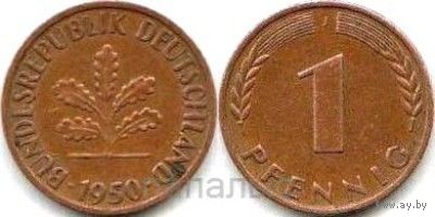 Германия (ФРГ) 1 пфенниг 1950 J