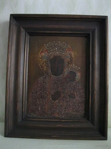 Старинная чудотворная Ченстоховская икона Божией Матери. Вторая половина 19-го века.(1).