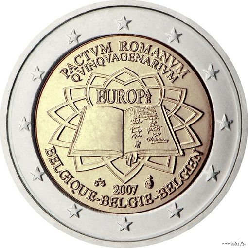 2 евро 2007 Бельгия 50 лет подписания Римского договора UNC из ролла