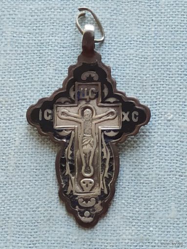 Крестик нательный с иконкой (84 проба, клеймо мастера), Российская империя.