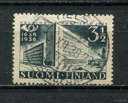 Финляндия - 1938 - 300-летие почтовой службы. Архитектура 3 1/2М - [Mi.216] - 1 марка. Гашеная.  (Лот 80Fy)-T25P37