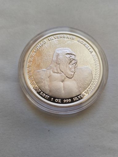 Конго 5000 франков 2017 Горилла унцовка 999