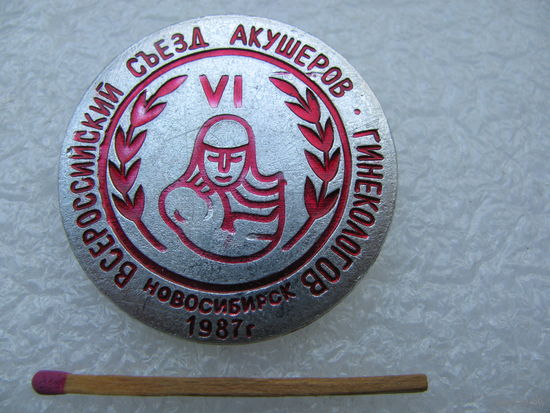 Знак. 6 Всероссийсий съезд акушеров-гинекологов. Новосибирск, 1987 г.