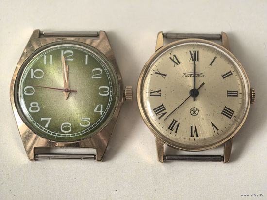 Часы позолоченные СССР. ПОЛЕТ Au10 и РАКЕТА Au10. (на ходу)