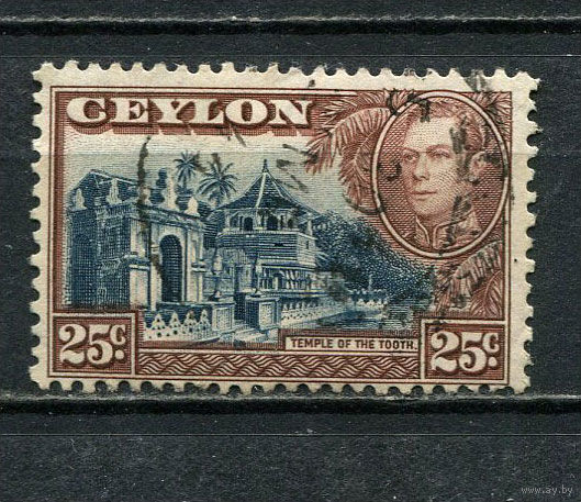 Британские колонии - Цейлон - 1938/1949 - Король Георг VI и местные виды 25С - [Mi.237X] - 1 марка. Гашеная.  (Лот 30HO)-T2P14