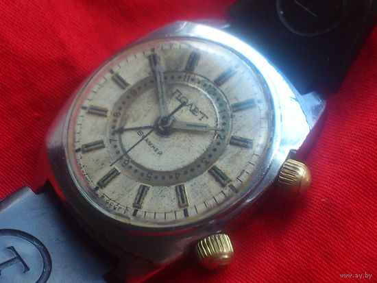 Часы ПОЛЕТ 2612 СИГНАЛ с БУДИЛЬНИКОМ из СССР 1970-х с БРАСЛЕТОМ