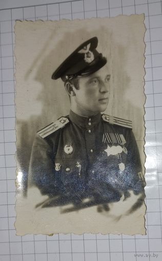 1945  ВОВ Красавец Портретное фото орден Славы и.награды подписано (Алб)