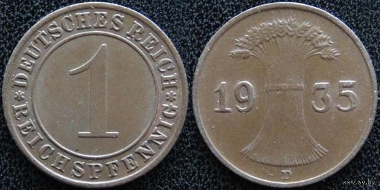 YS: Германия, 1 рейхспфенниг 1935D, KM# 37 (1)
