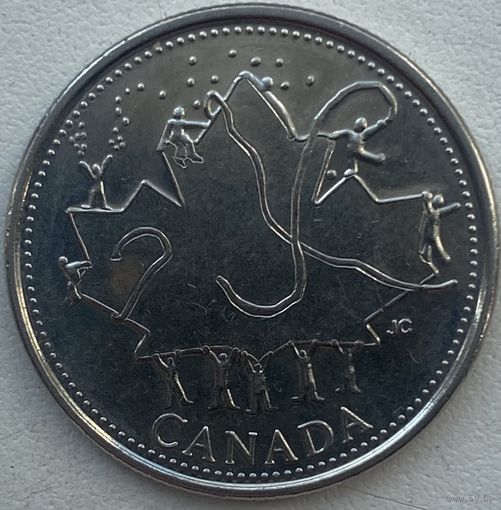 Канада 25 центов 2002 г. 1952-2002. День Канады. 50 лет правления Королевы Елизаветы II