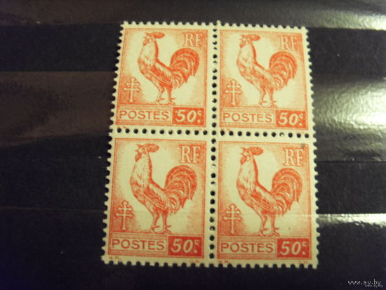 1944 квартблок Франции MNH** фауна птицы (5-9)